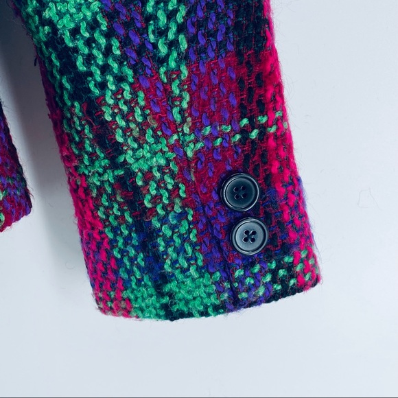 Neiman Marcus Vintage Wool Tweed Woven Purple, Pink & Green Blazer Jacket Size 8 - Picture 11 of 11